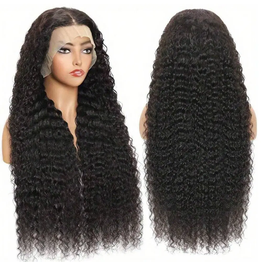 Long curly black wig
