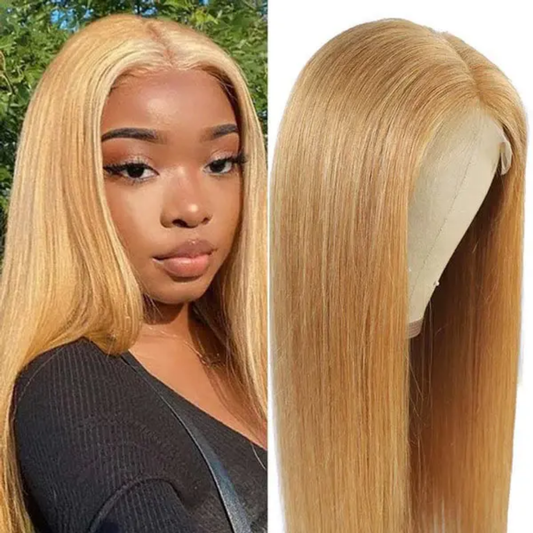 Honey Blonde cuticle aligned human Hair straight wigs
