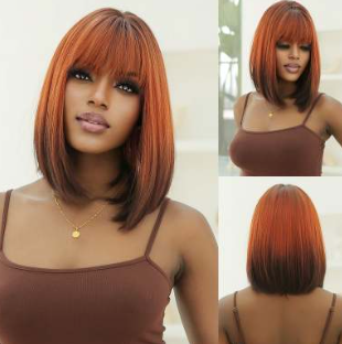 Red Bangs Short Straight Hair Wig