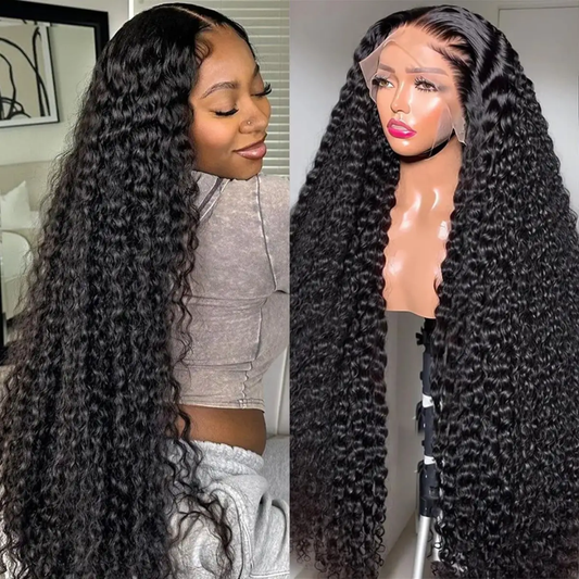 Long curly black wig