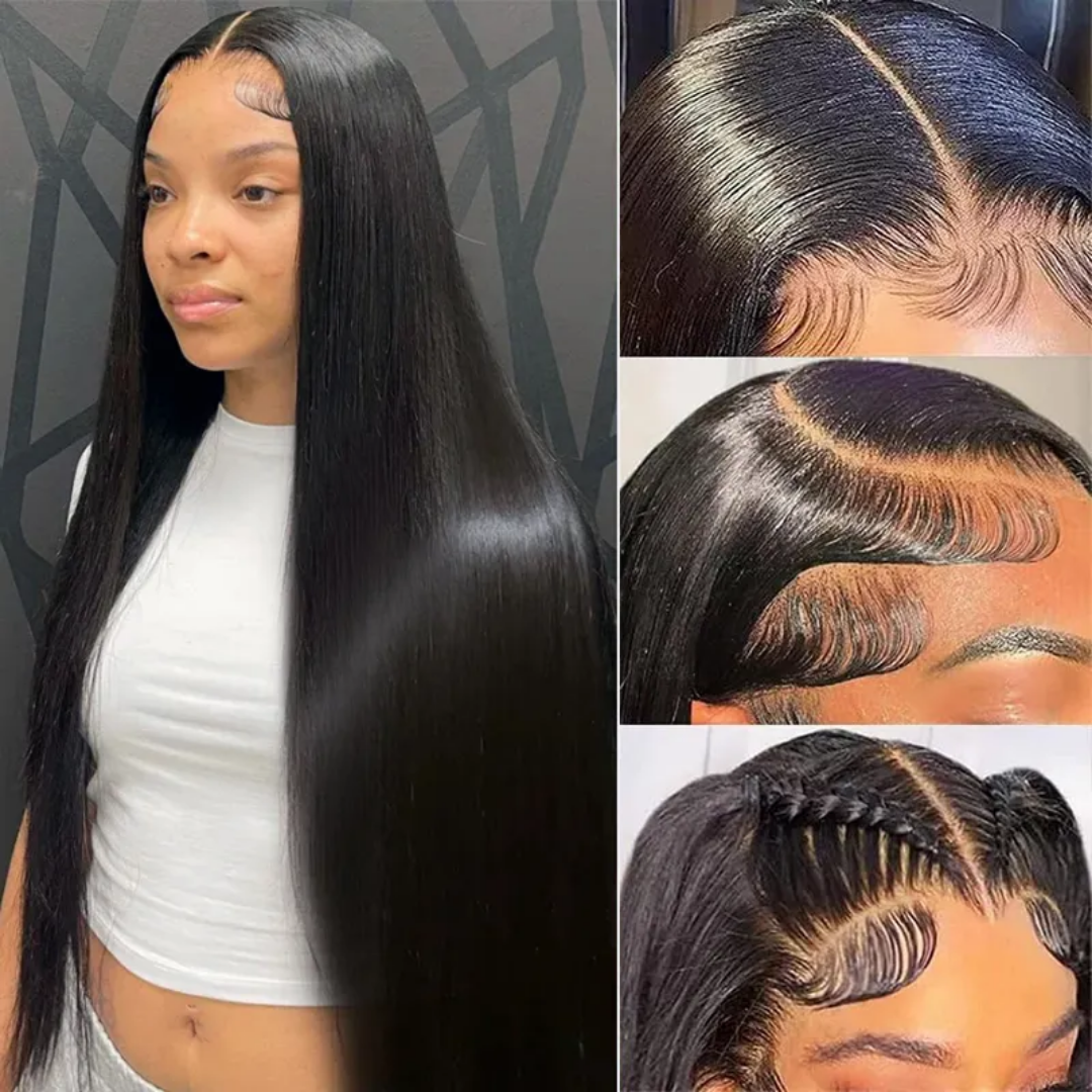 Straight raw glueless hair wig transparent