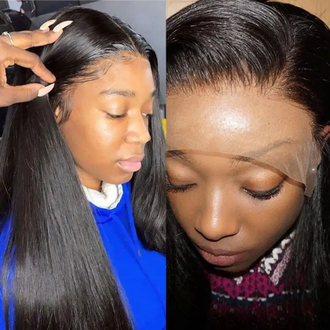 Cuticle aligned human straight HD frontal wig