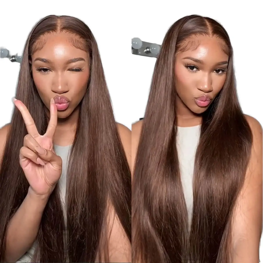 Dark brown straight hair wig 300% density