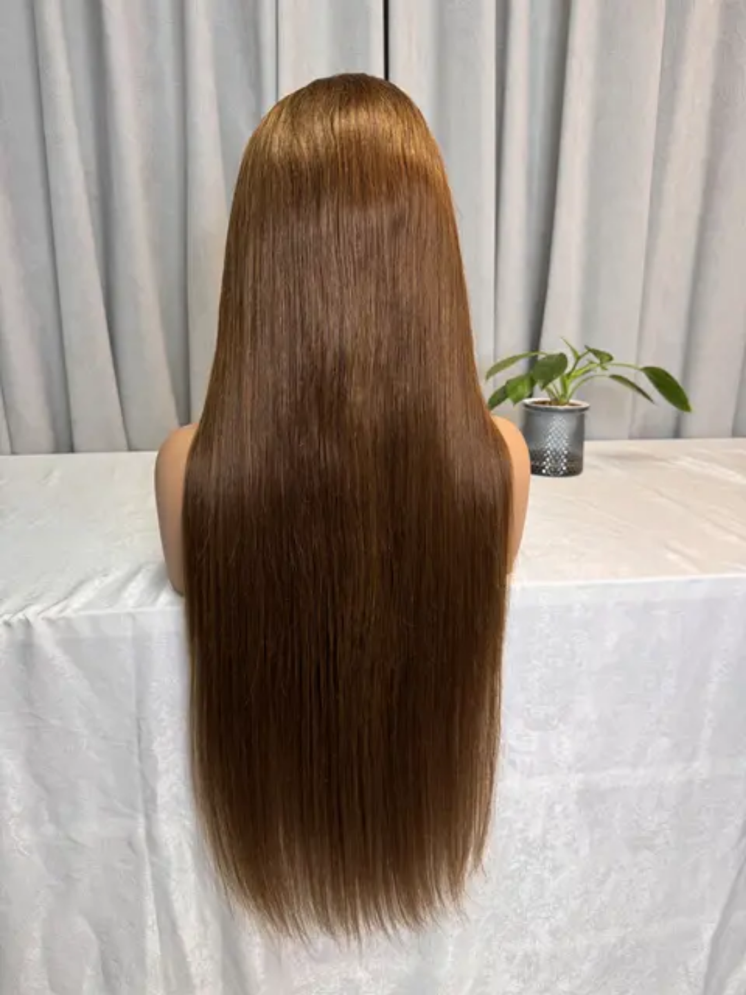 Dark brown straight hair wig 300% density