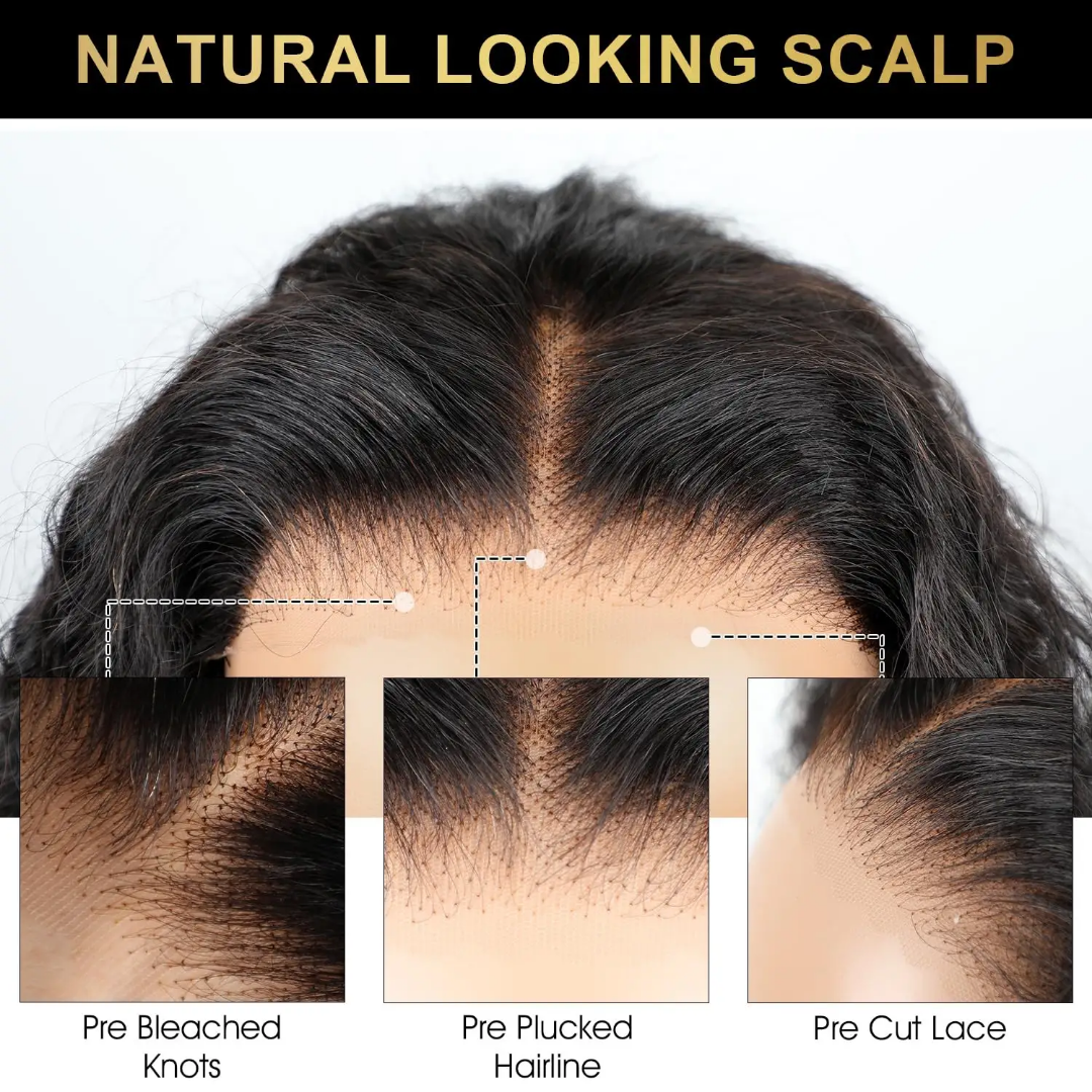 Curly pre cut lace glueless ready to wear wig